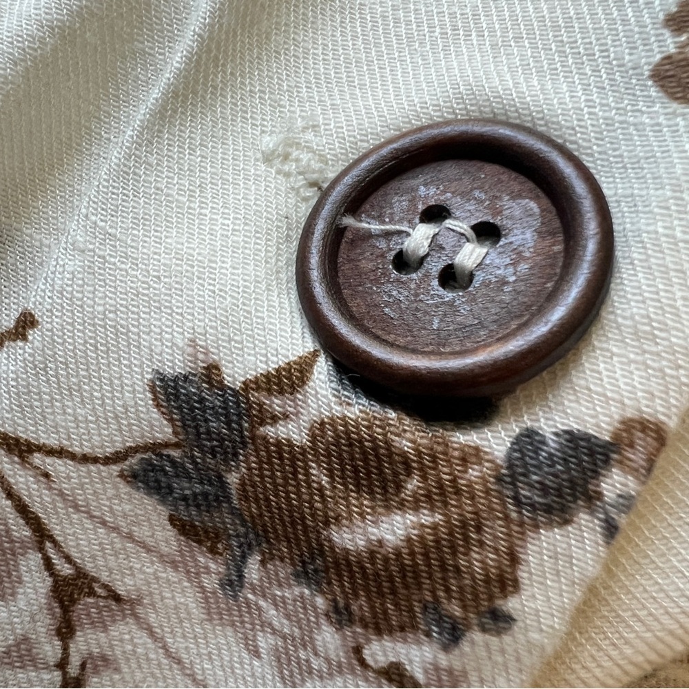 MNG CASUAL Floral Shirt Dress Button Skirt Belted Cream Brown Size 8 NWT - Picture 7 of 9